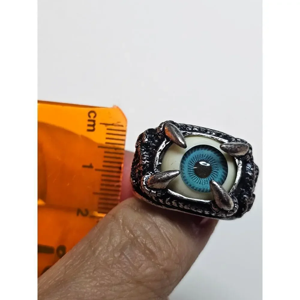 Dragon Eyeball Blue Sz‎ 8.5. Snake image inside. Satin. Costume jewelry. Harley.